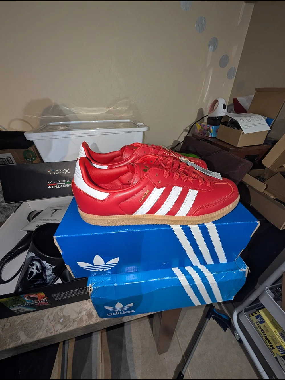 Adidas Samba OG 8.5 men's Red Leather Sneakers with White Stripes